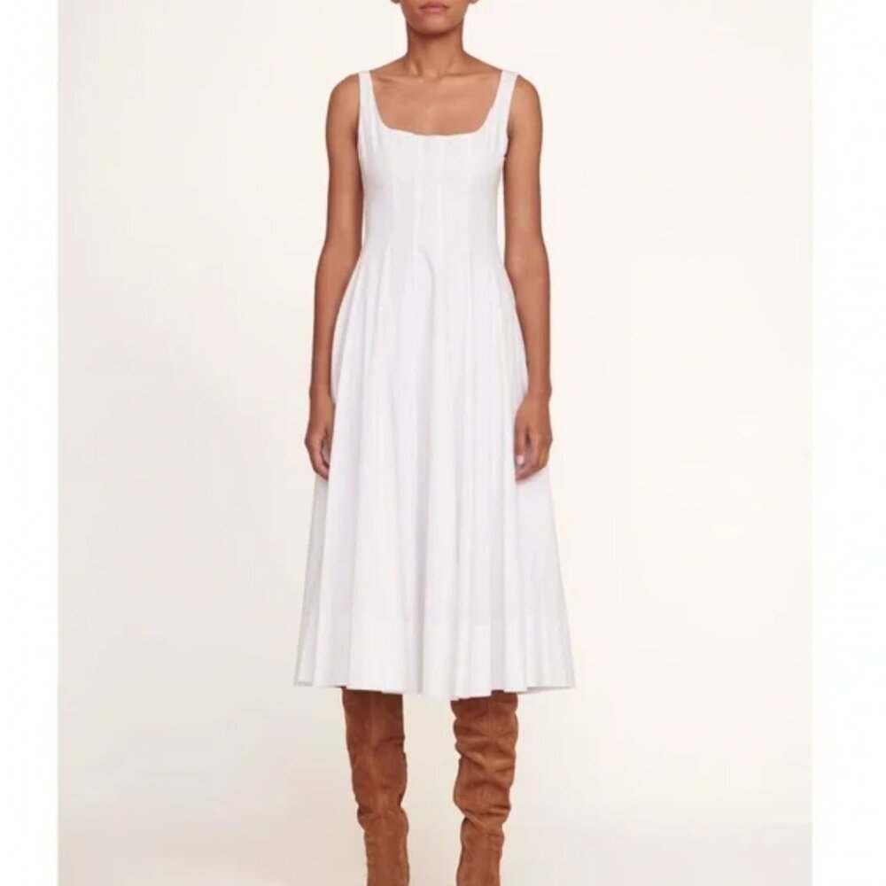STAUD White Square-Neck Midi Dress - Picture 6 of 8